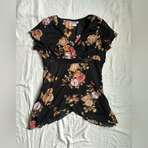 Self Esteem Black Floral Blouse